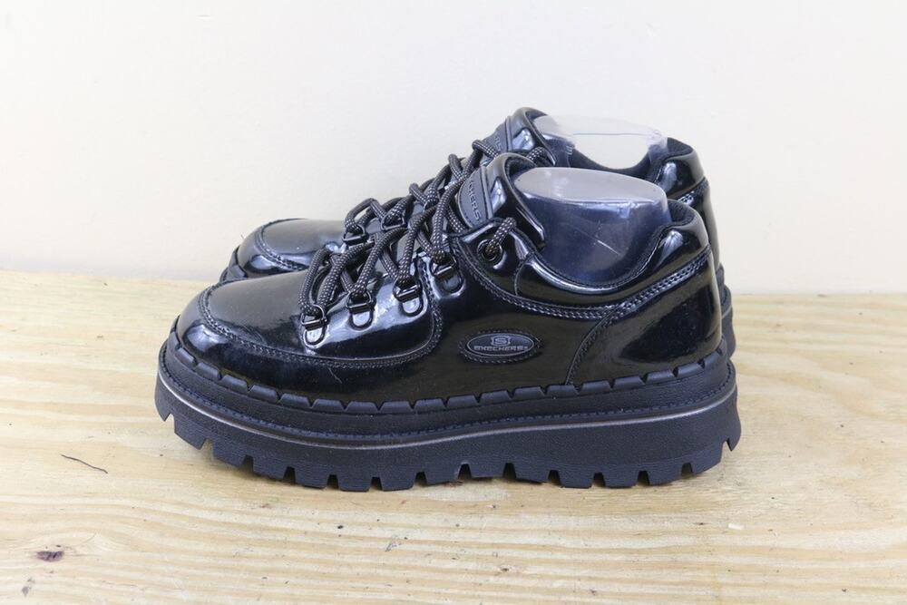 Skechers Shoes 9 Patent Leather Black Jammers Lug Sole Chunky Y2K Goth